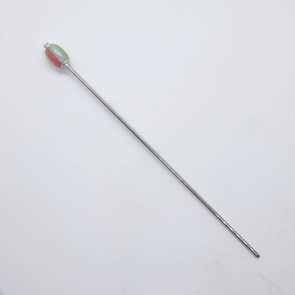 Sunglow Drift Stainless Steel Hair Stick, Shimmering Oval Resin Custom Length - Picture 2 of 5